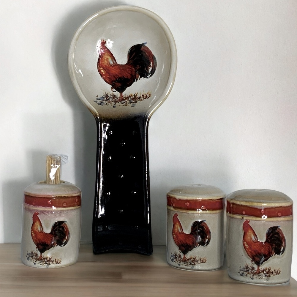 Rooster Kitchen Ceramic Artisan Accessories Functional Art Rustic Farmhouse Set - Picture 9 of 15